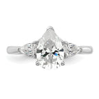 14k White Gold 1 7/8 carat Certified Lab Grown Diamond VS+ F+ Pear Complete Three Stone Engagement Ring