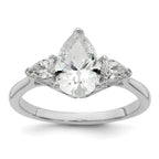 14k White Gold 1 7/8 carat Certified Lab Grown Diamond VS+ F+ Pear Complete Three Stone Engagement Ring