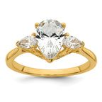 14k 1 7/8 carat Certified Lab Grown Diamond VS+ F+ Pear Complete Three Stone Engagement Ring