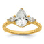 14k 1 7/8 carat Certified Lab Grown Diamond VS+ F+ Pear Complete Three Stone Engagement Ring