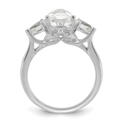 14k White Gold 2 1/2 carat Lab Grown Diamond VS+ F+ Pear Complete Three Stone Engagement Ring