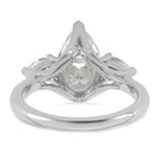 14k White Gold 2 1/2 carat Lab Grown Diamond VS+ F+ Pear Complete Three Stone Engagement Ring