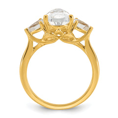 14k 2 1/2 carat Lab Grown Diamond VS+ F+ Pear Complete Three Stone Engagement Ring