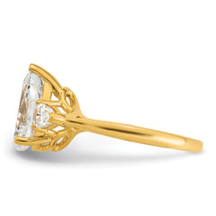 14k 2 1/2 carat Lab Grown Diamond VS+ F+ Pear Complete Three Stone Engagement Ring