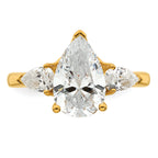 14k 2 1/2 carat Lab Grown Diamond VS+ F+ Pear Complete Three Stone Engagement Ring