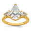 14k 2 1/2 carat Lab Grown Diamond VS+ F+ Pear Complete Three Stone Engagement Ring