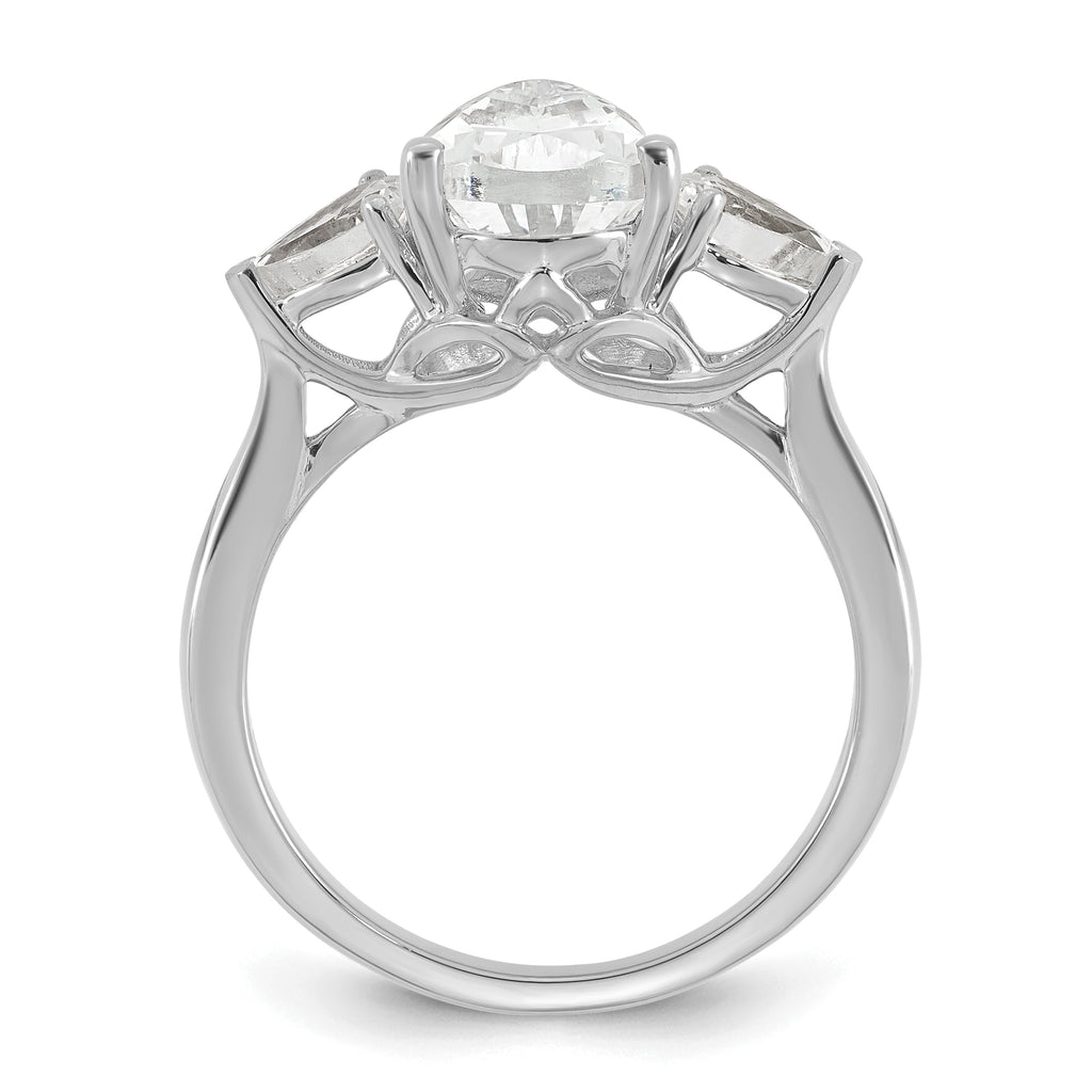 14k White Gold 2 1/2 carat Certified Lab Grown Diamond VS+ F+ Pear Complete Three Stone Engagement Ring