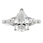 14k White Gold 2 1/2 carat Certified Lab Grown Diamond VS+ F+ Pear Complete Three Stone Engagement Ring