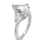 14k White Gold 2 1/2 carat Certified Lab Grown Diamond VS+ F+ Pear Complete Three Stone Engagement Ring