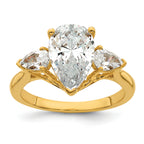 14k 2 1/2 carat Certified Lab Grown Diamond VS+ F+ Pear Complete Three Stone Engagement Ring