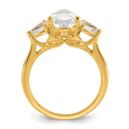 14k 2 1/2 carat Certified Lab Grown Diamond VS+ F+ Pear Complete Three Stone Engagement Ring