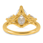 14k 2 1/2 carat Certified Lab Grown Diamond VS+ F+ Pear Complete Three Stone Engagement Ring