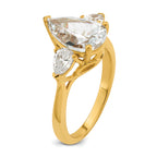 14k 2 1/2 carat Certified Lab Grown Diamond VS+ F+ Pear Complete Three Stone Engagement Ring
