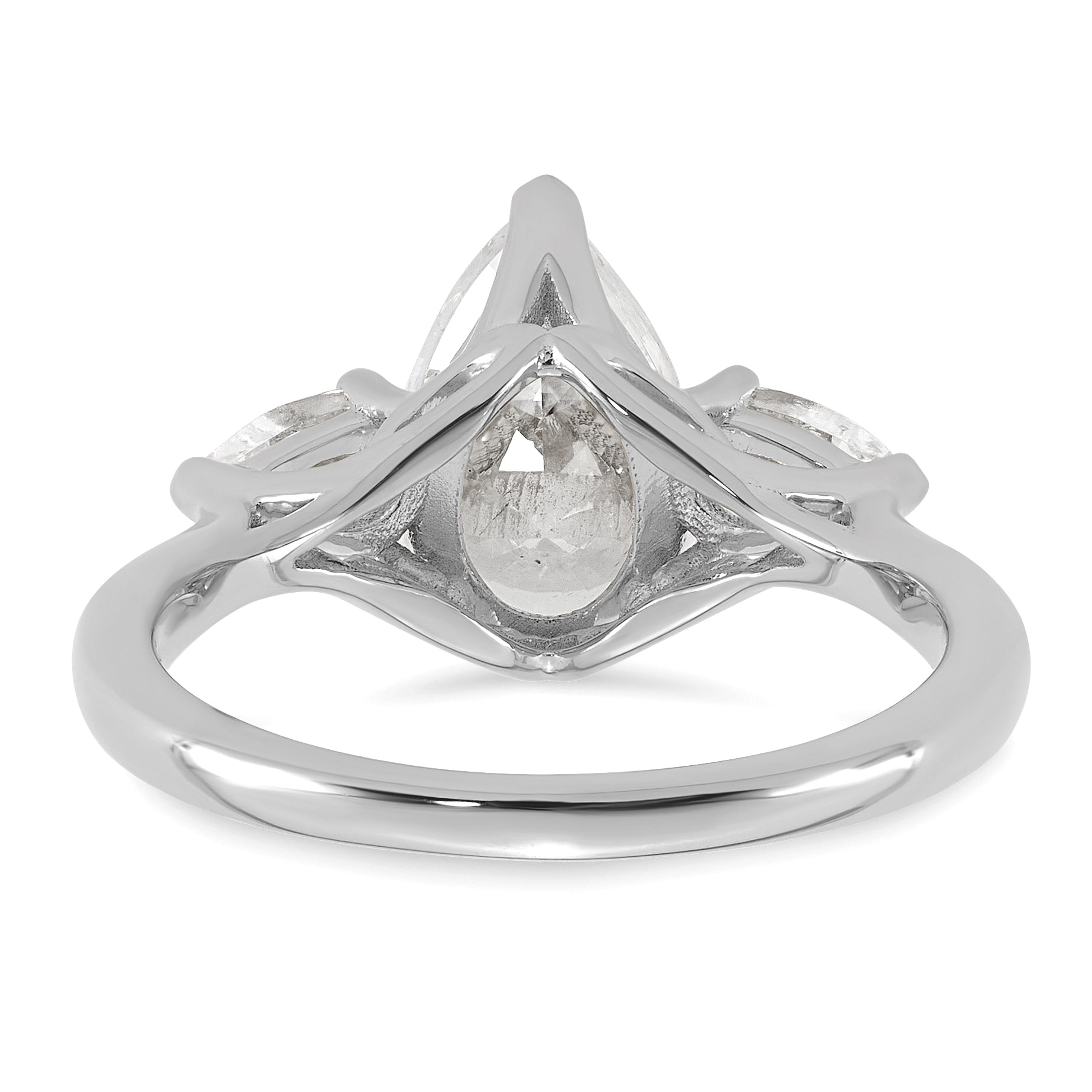 14k White Gold 3 carat Lab Grown Diamond VS+ F+ Pear Complete Three Stone Engagement Ring