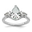 14k White Gold 3 carat Lab Grown Diamond VS+ F+ Pear Complete Three Stone Engagement Ring