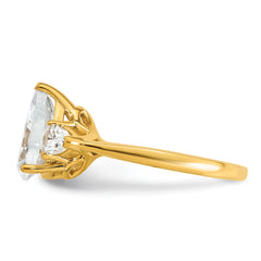 14k 3 carat Lab Grown Diamond VS+ F+ Pear Complete Three Stone Engagement Ring
