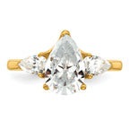 14k 3 carat Lab Grown Diamond VS+ F+ Pear Complete Three Stone Engagement Ring