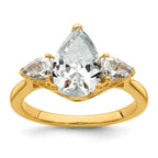 14k 3 carat Lab Grown Diamond VS+ F+ Pear Complete Three Stone Engagement Ring