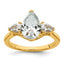14k 3 carat Lab Grown Diamond VS+ F+ Pear Complete Three Stone Engagement Ring