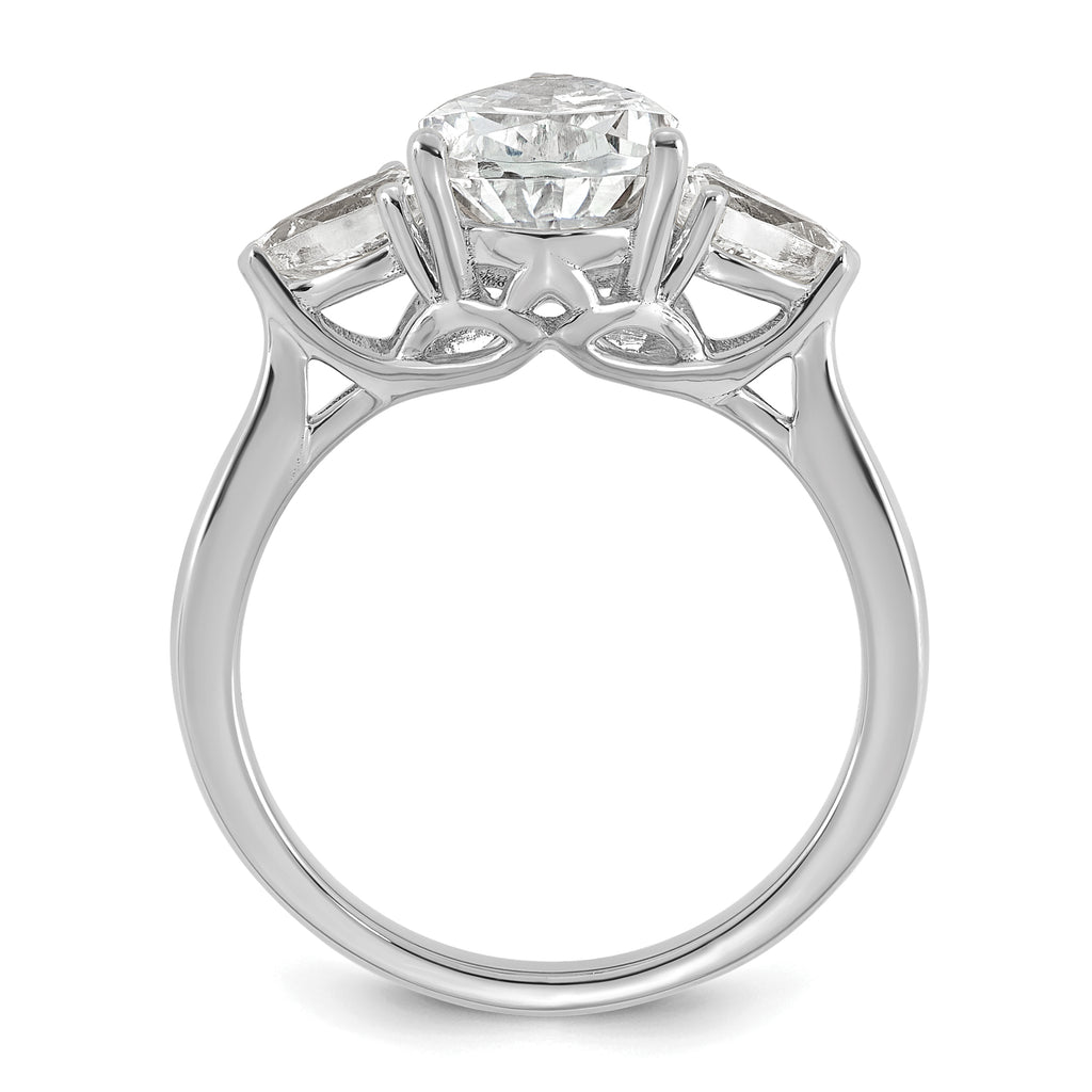14k White Gold 3 carat Certified Lab Grown Diamond VS+ F+ Pear Complete Three Stone Engagement Ring