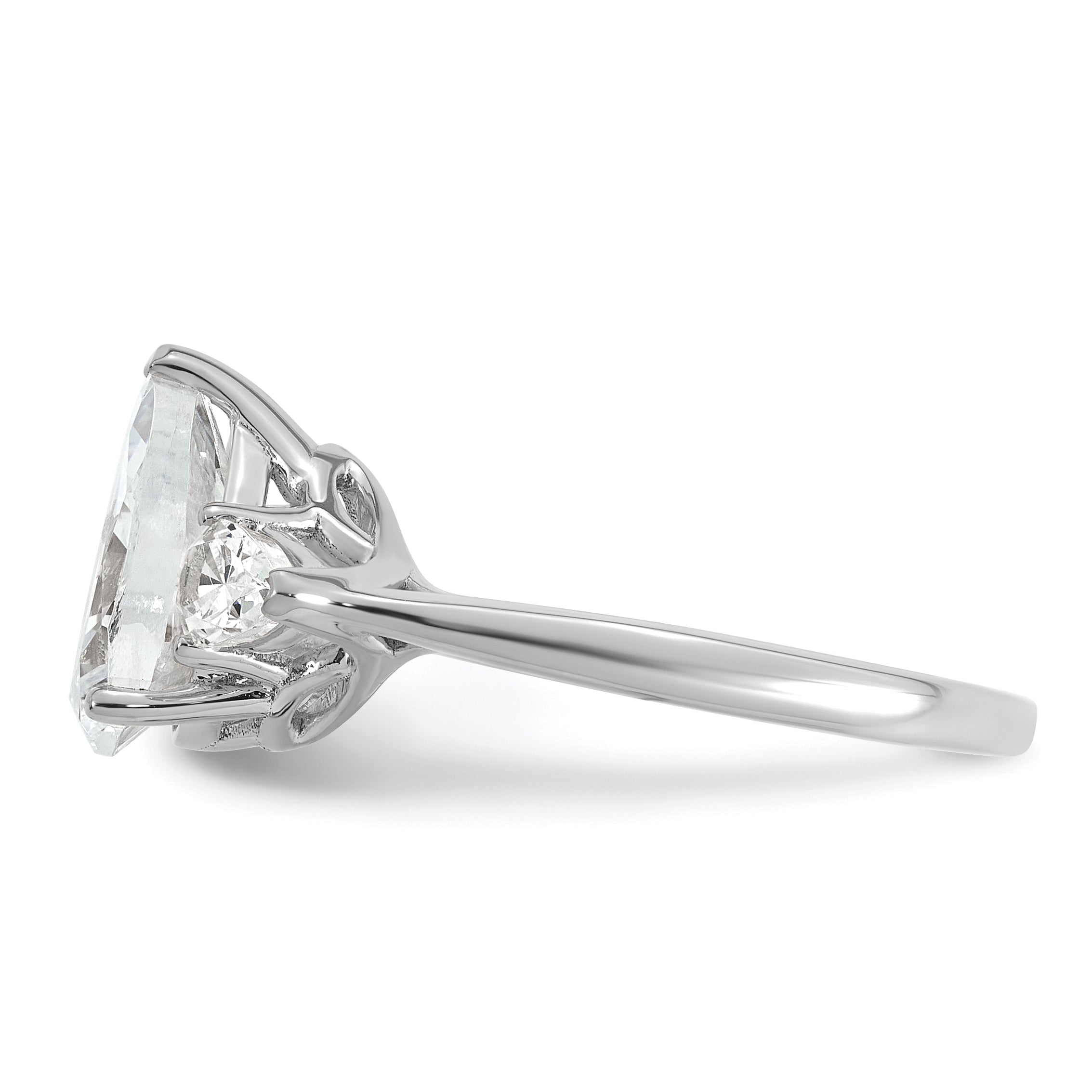 14k White Gold 3 carat Certified Lab Grown Diamond VS+ F+ Pear Complete Three Stone Engagement Ring