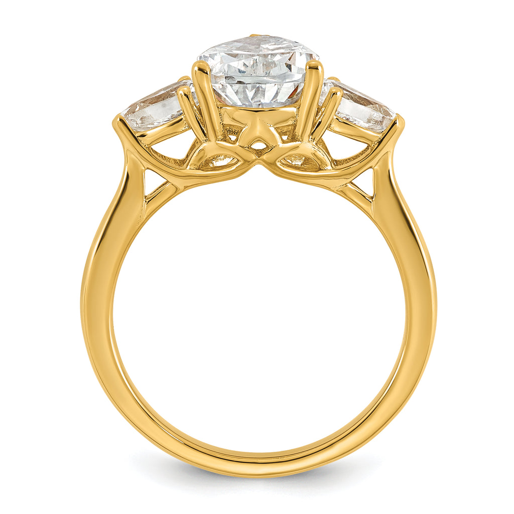 14k 3 carat Certified Lab Grown Diamond VS+ F+ Pear Complete Three Stone Engagement Ring