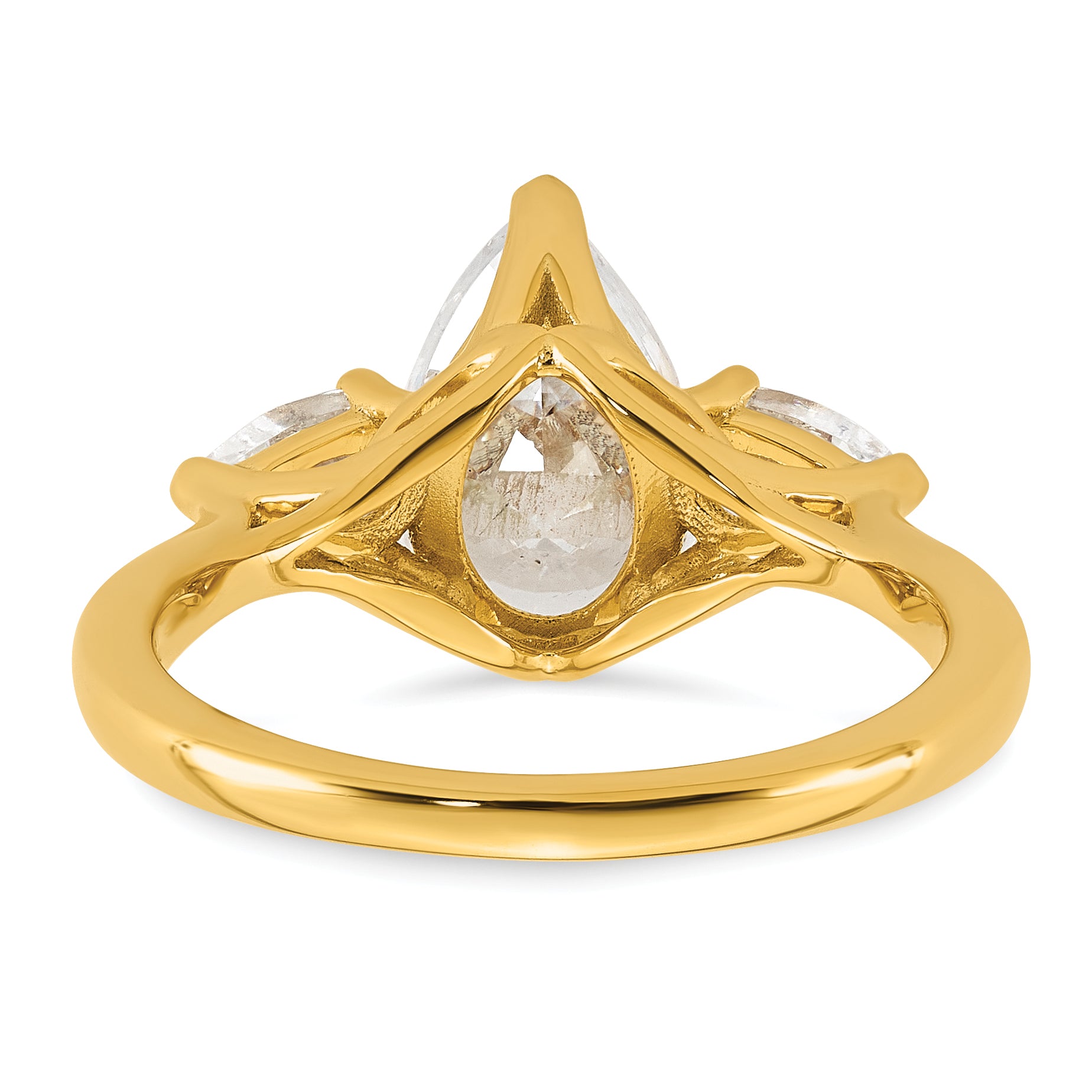 14k 3 carat Certified Lab Grown Diamond VS+ F+ Pear Complete Three Stone Engagement Ring