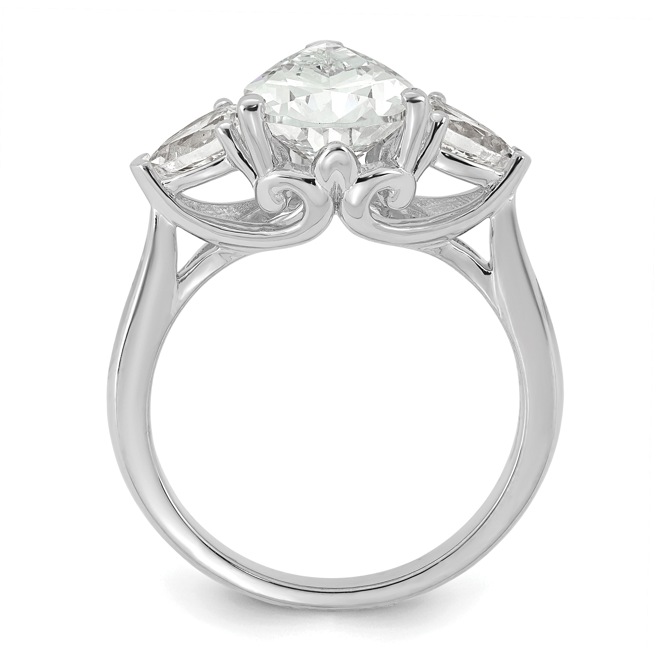 14k White Gold 3 5/8 carat Lab Grown Diamond VS+ F+ Pear Complete Three Stone Engagement Ring