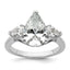 14k White Gold 3 5/8 carat Lab Grown Diamond VS+ F+ Pear Complete Three Stone Engagement Ring