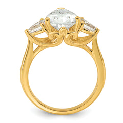 14k 3 5/8 carat Lab Grown Diamond VS+ F+ Pear Complete Three Stone Engagement Ring