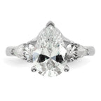 14k White Gold 3 5/8 carat Certified Lab Grown Diamond VS+ F+ Pear Complete Three Stone Engagement Ring