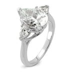 14k White Gold 3 5/8 carat Certified Lab Grown Diamond VS+ F+ Pear Complete Three Stone Engagement Ring