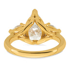 14k 3 5/8 carat Certified Lab Grown Diamond VS+ F+ Pear Complete Three Stone Engagement Ring