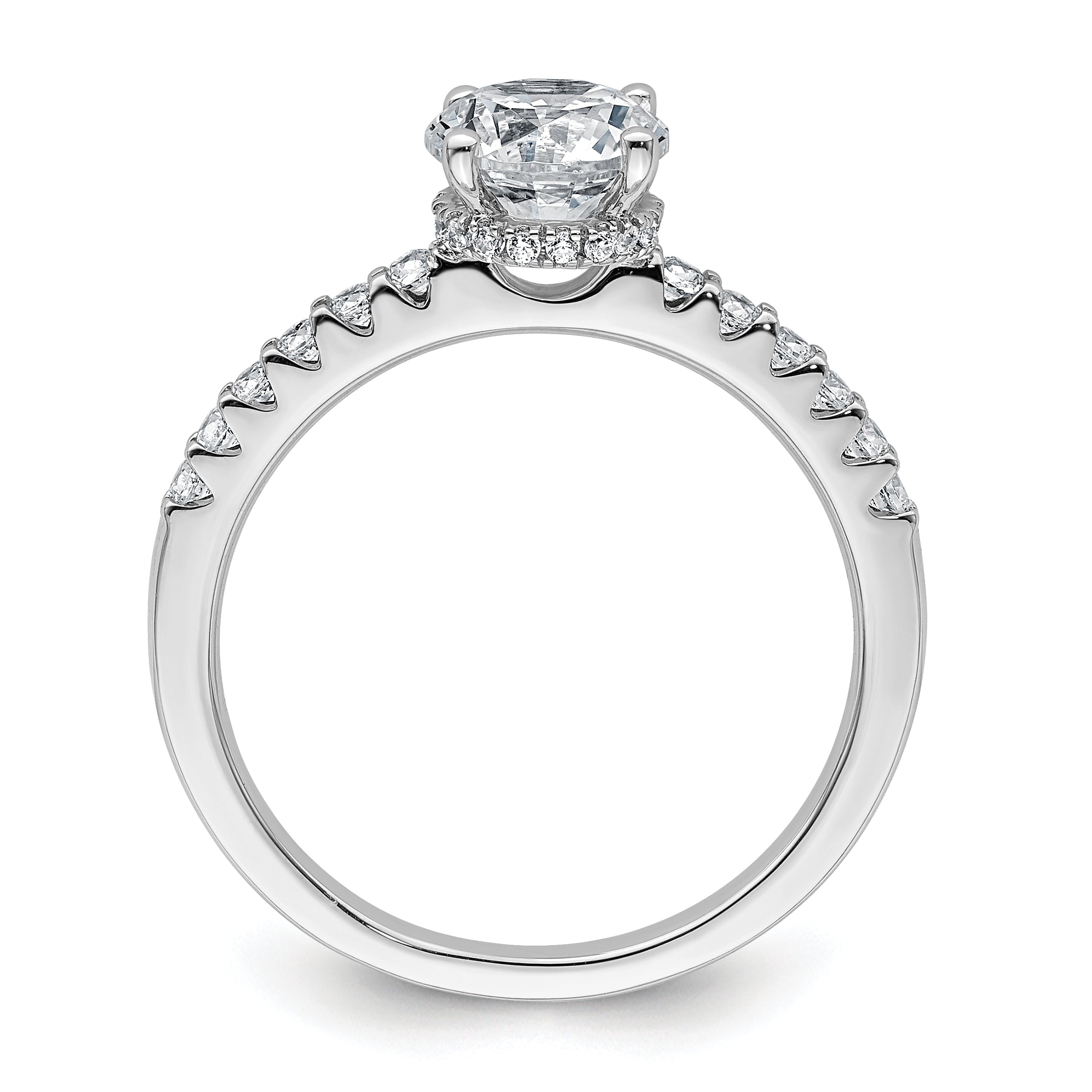 14k White Gold 1 1/4 carat Lab Grown Diamond VS+ F+ Round Complete Engagement Ring