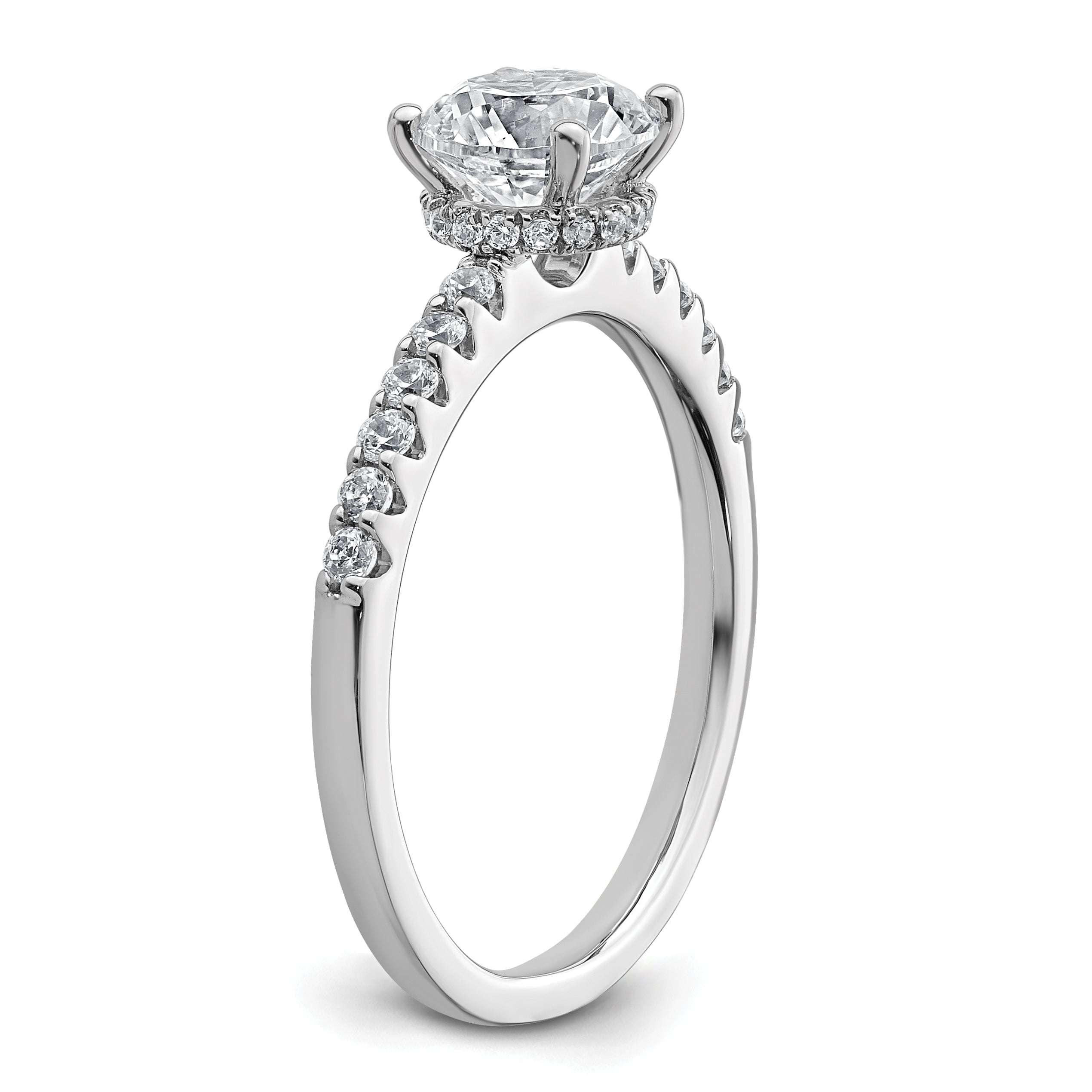 14k White Gold 1 1/4 carat Lab Grown Diamond VS+ F+ Round Complete Engagement Ring