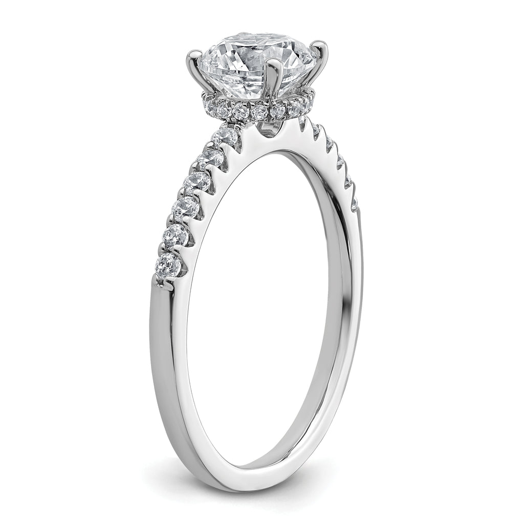 14k White Gold 1 1/4 carat Lab Grown Diamond VS+ F+ Round Complete Engagement Ring