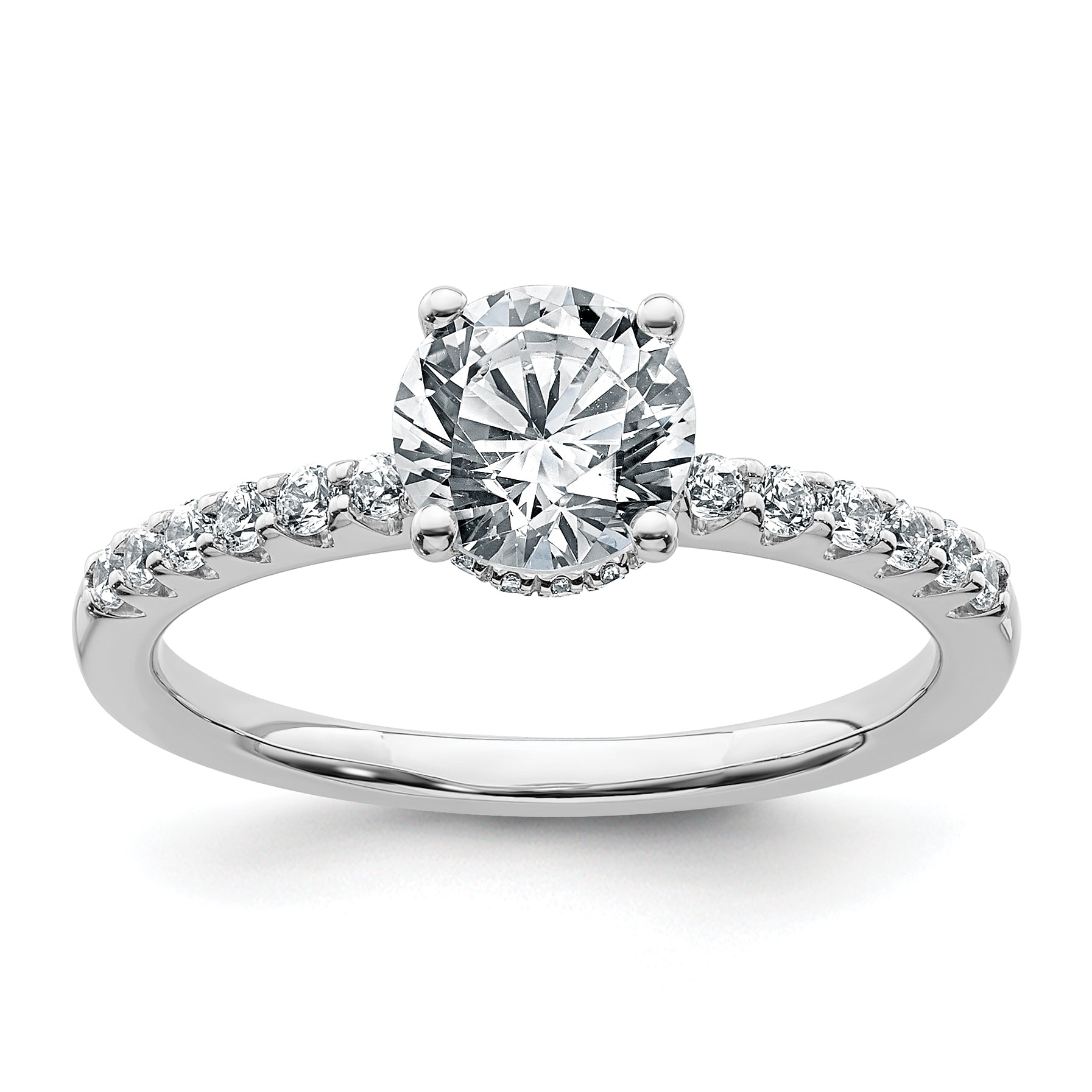14k White Gold 1 1/4 carat Certified Lab Grown Diamond VS+ F+ Round Complete Engagement Ring Main image