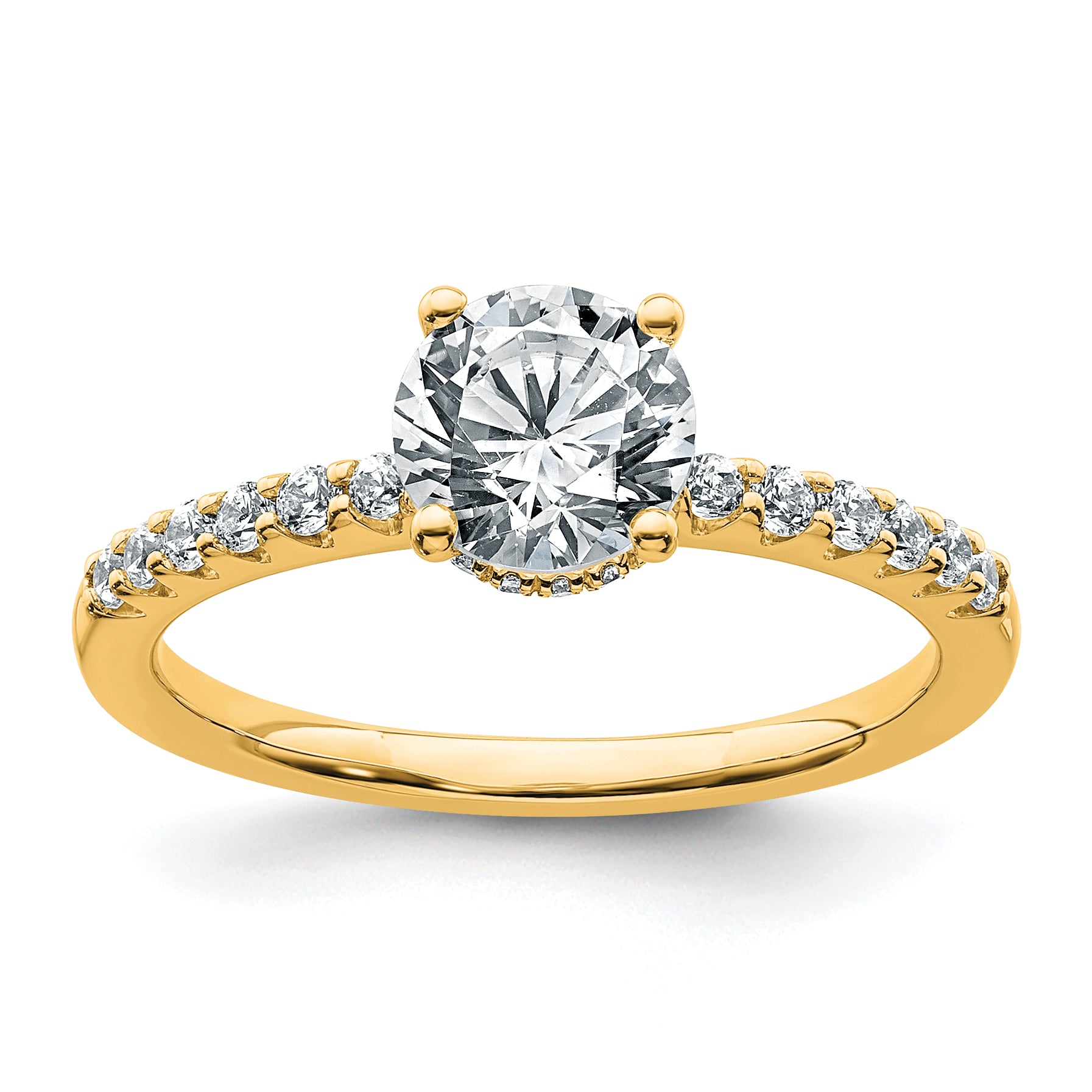 14k 1 1/4 carat Certified Lab Grown Diamond VS+ F+ Round Complete Engagement Ring Main image