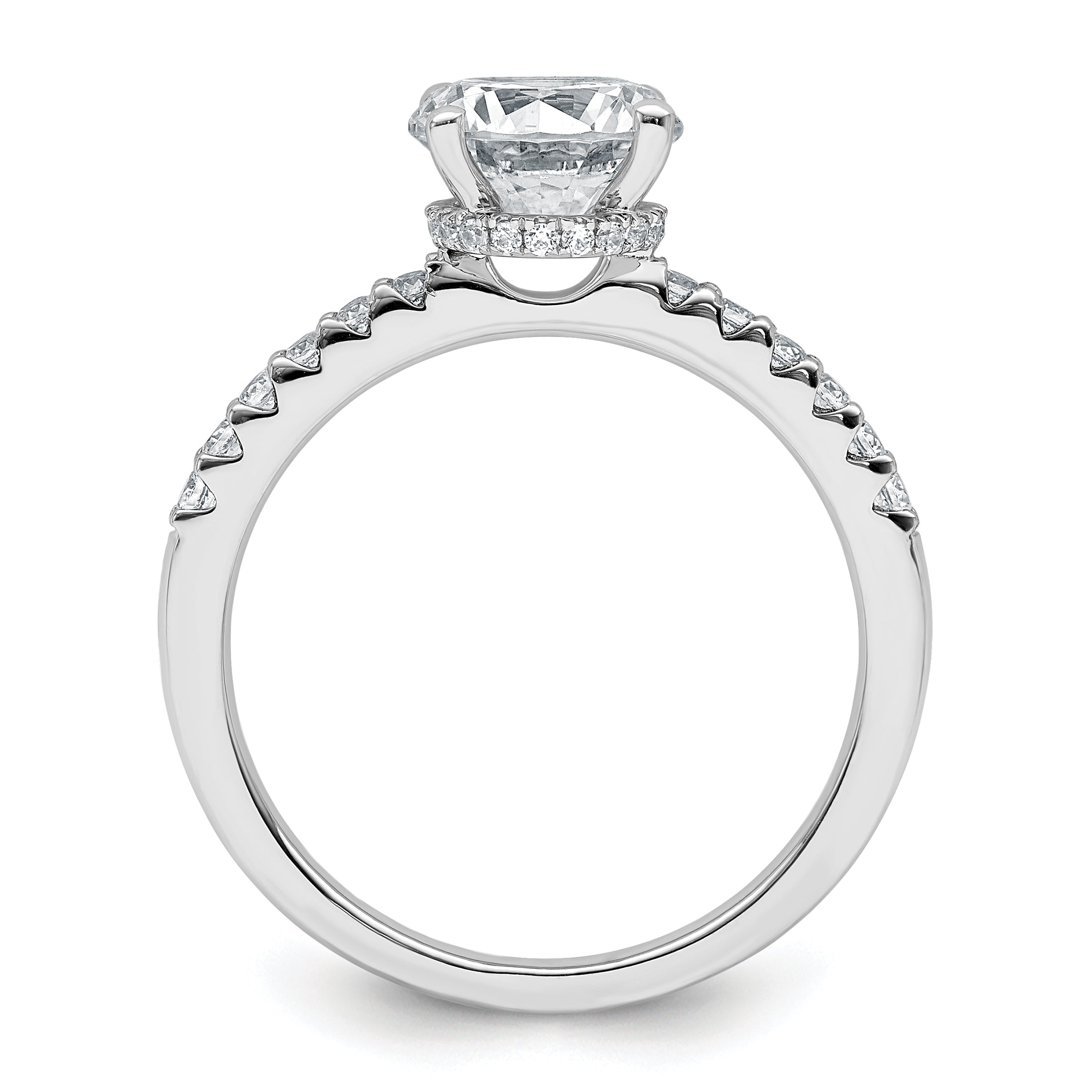 14k White Gold 1 3/4 carat Lab Grown Diamond VS+ F+ Round Complete Engagement Ring