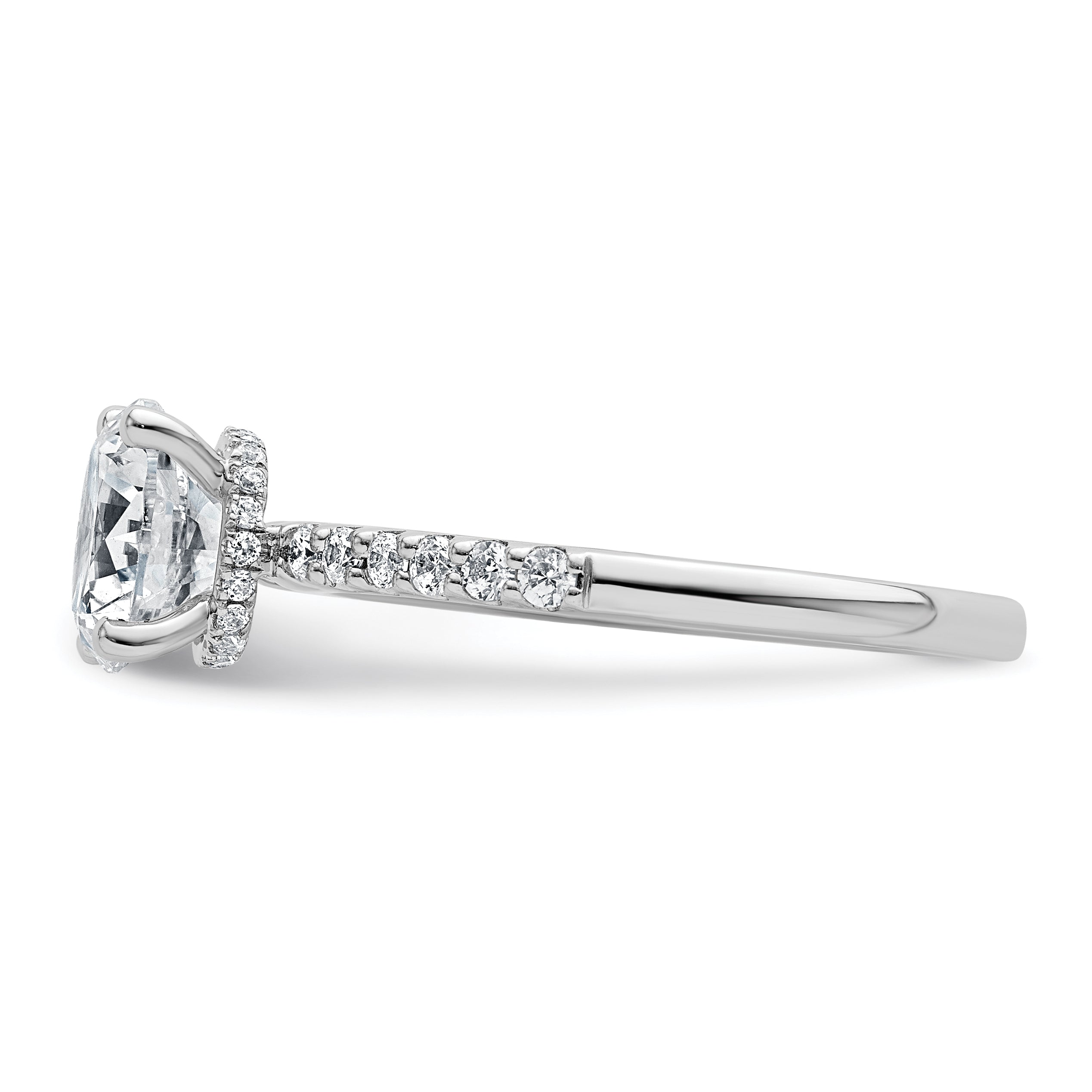 14k White Gold 1 3/4 carat Lab Grown Diamond VS+ F+ Round Complete Engagement Ring