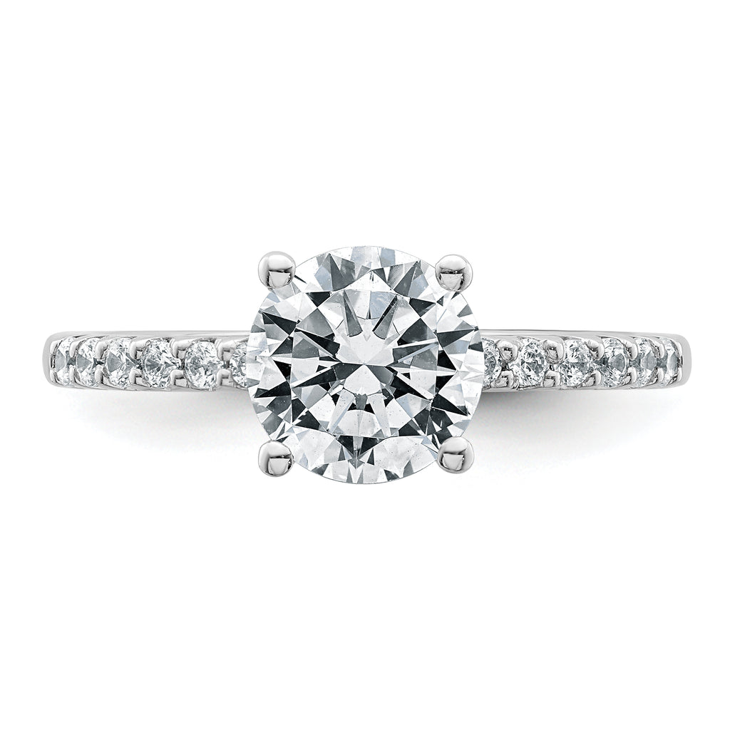 14k White Gold 1 3/4 carat Lab Grown Diamond VS+ F+ Round Complete Engagement Ring