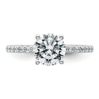 14k White Gold 1 3/4 carat Lab Grown Diamond VS+ F+ Round Complete Engagement Ring