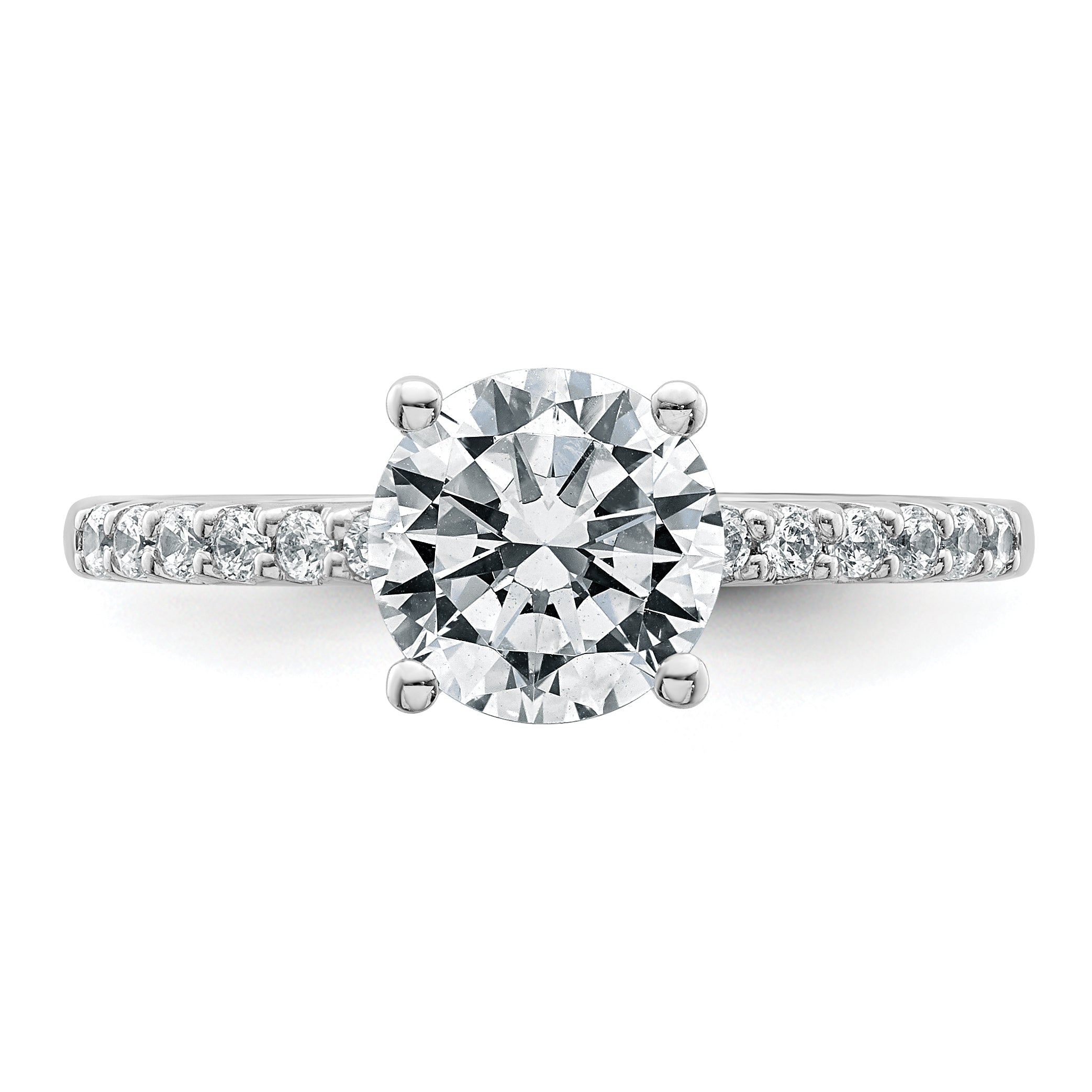 14k White Gold 1 3/4 carat Lab Grown Diamond VS+ F+ Round Complete Engagement Ring