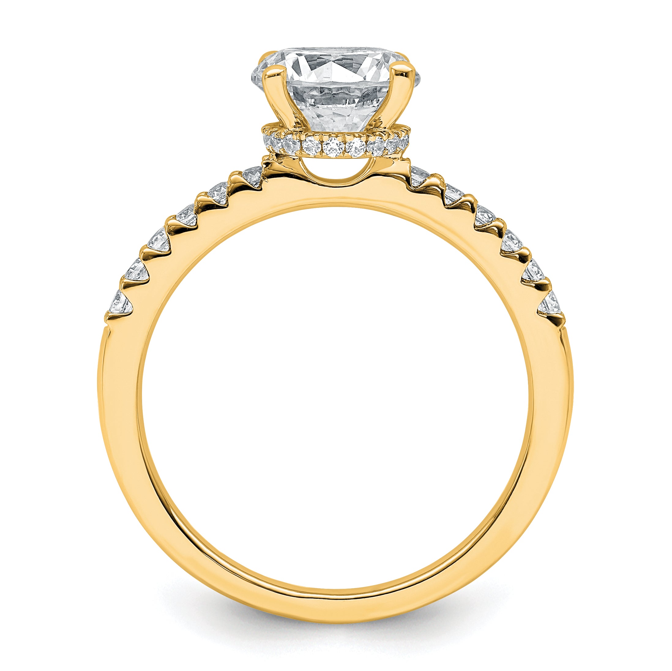 14k 1 3/4 carat Lab Grown Diamond VS+ F+ Round Complete Engagement Ring
