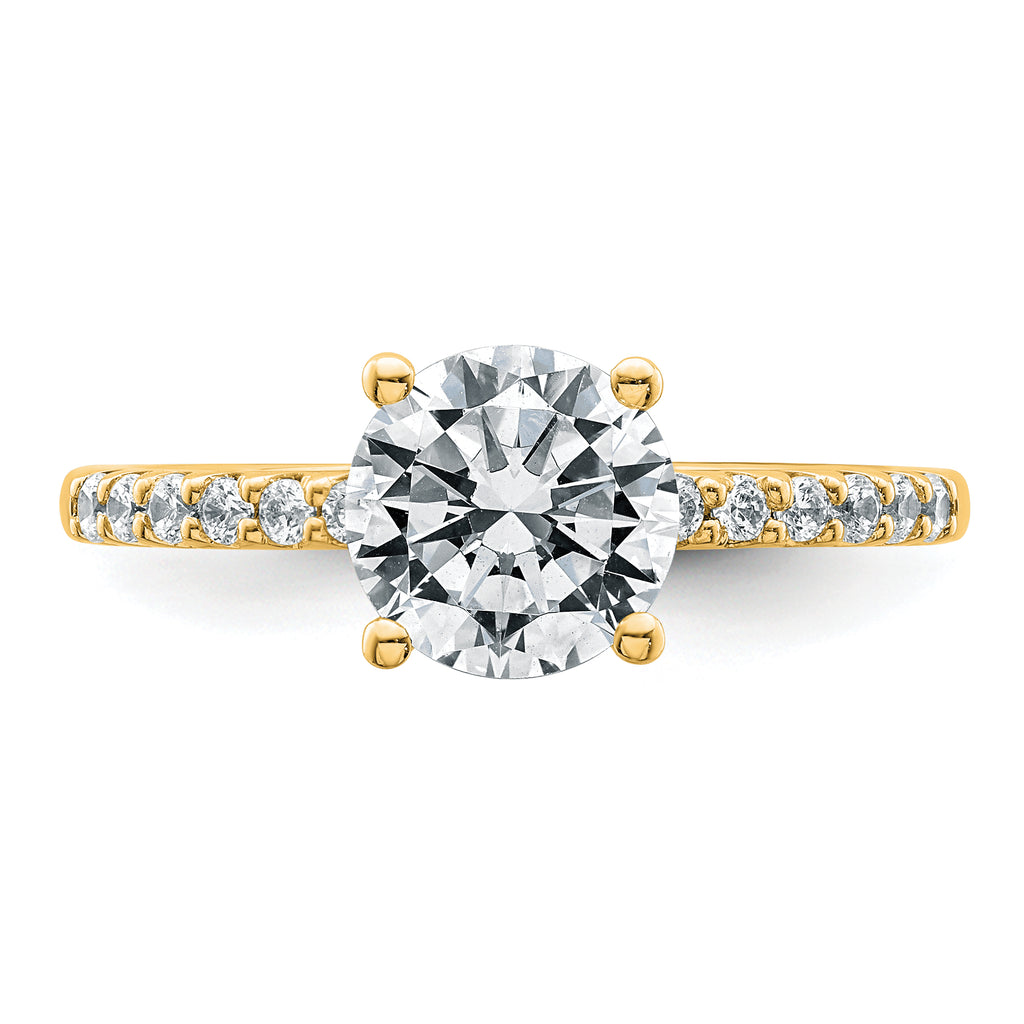 14k 1 3/4 carat Lab Grown Diamond VS+ F+ Round Complete Engagement Ring