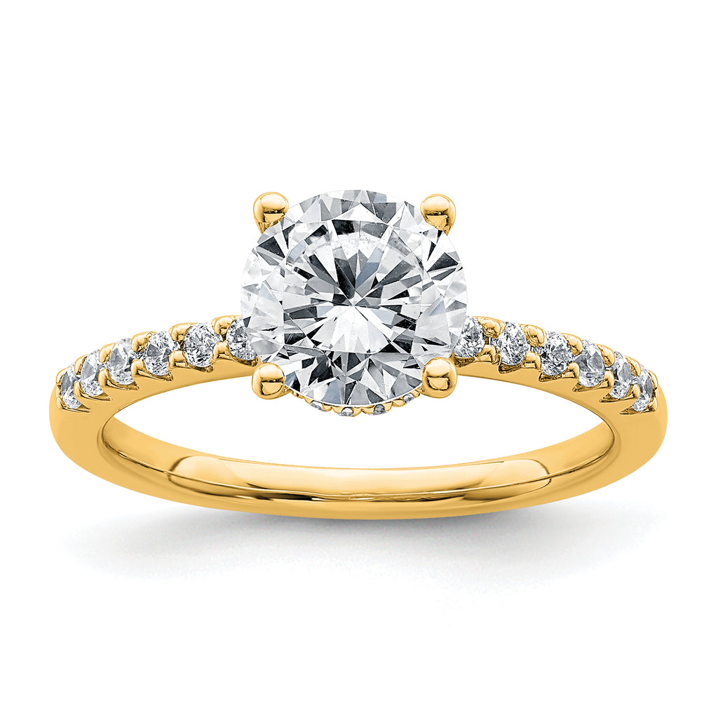 14k 1 3/4 carat Lab Grown Diamond VS+ F+ Round Complete Engagement Ring