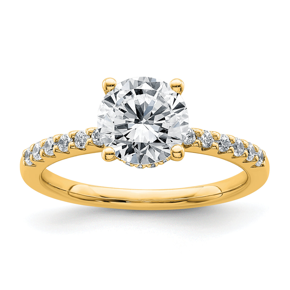 14k 1 3/4 carat Lab Grown Diamond VS+ F+ Round Complete Engagement Ring