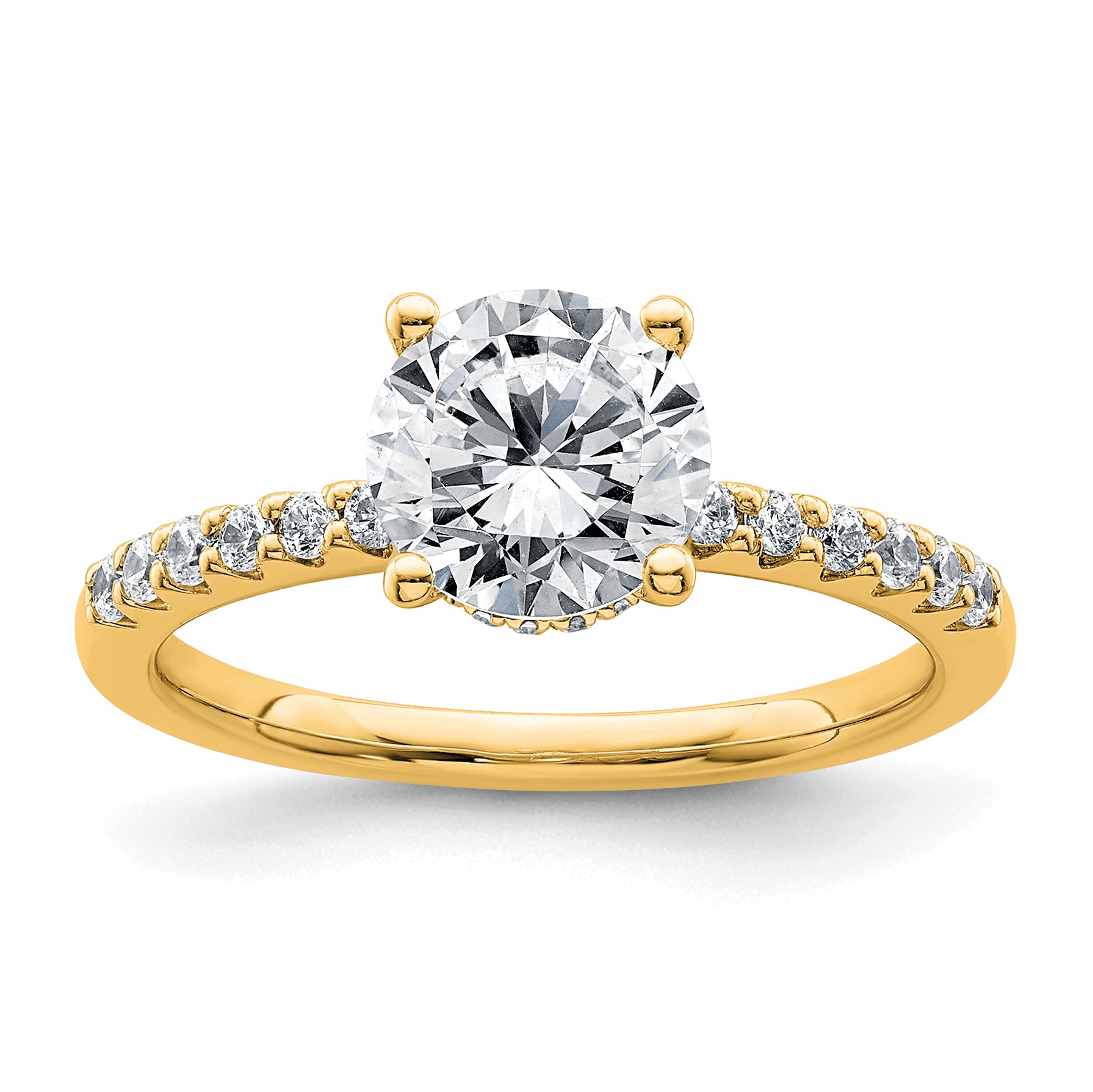 14k 1 3/4 carat Certified Lab Grown Diamond VS+ F+ Round Complete Engagement Ring Main image