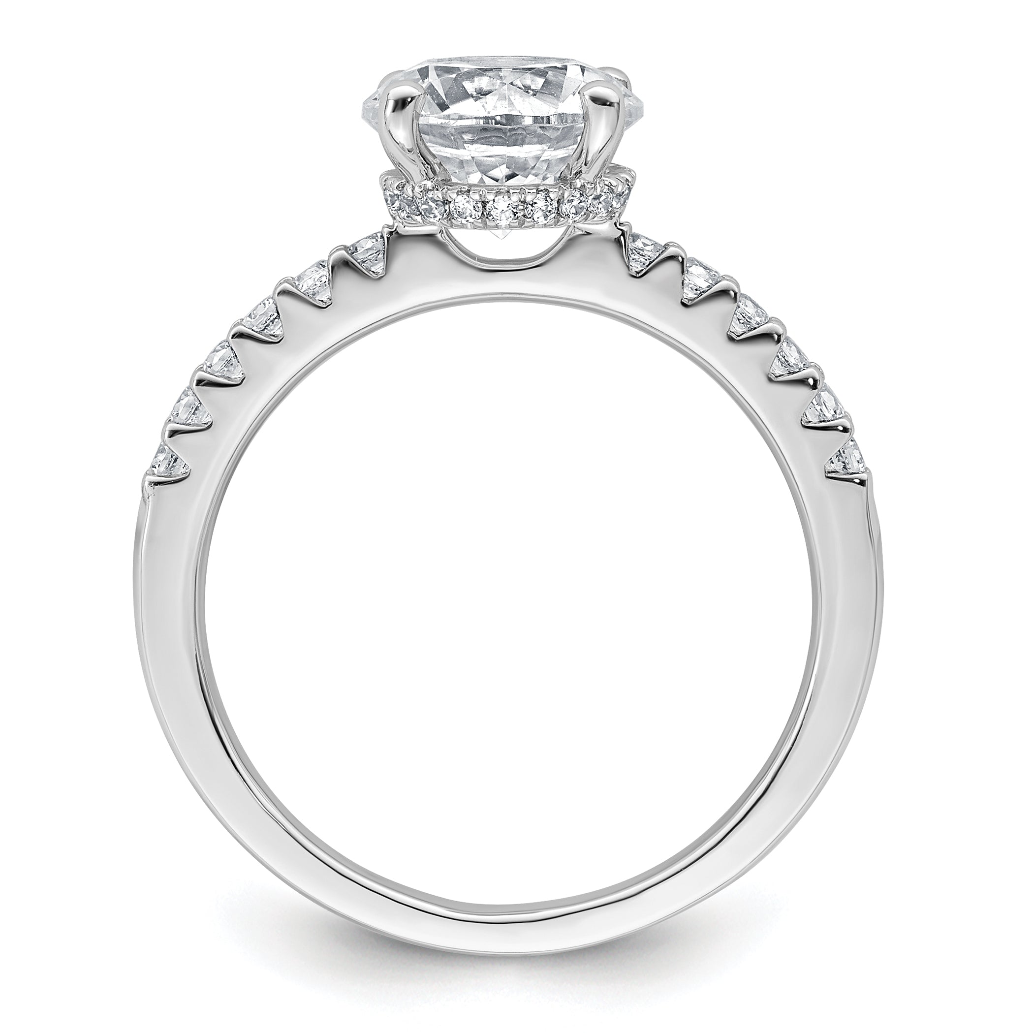 14k White Gold 2 1/4 carat Lab Grown Diamond VS+ F+ Round Complete Engagement Ring