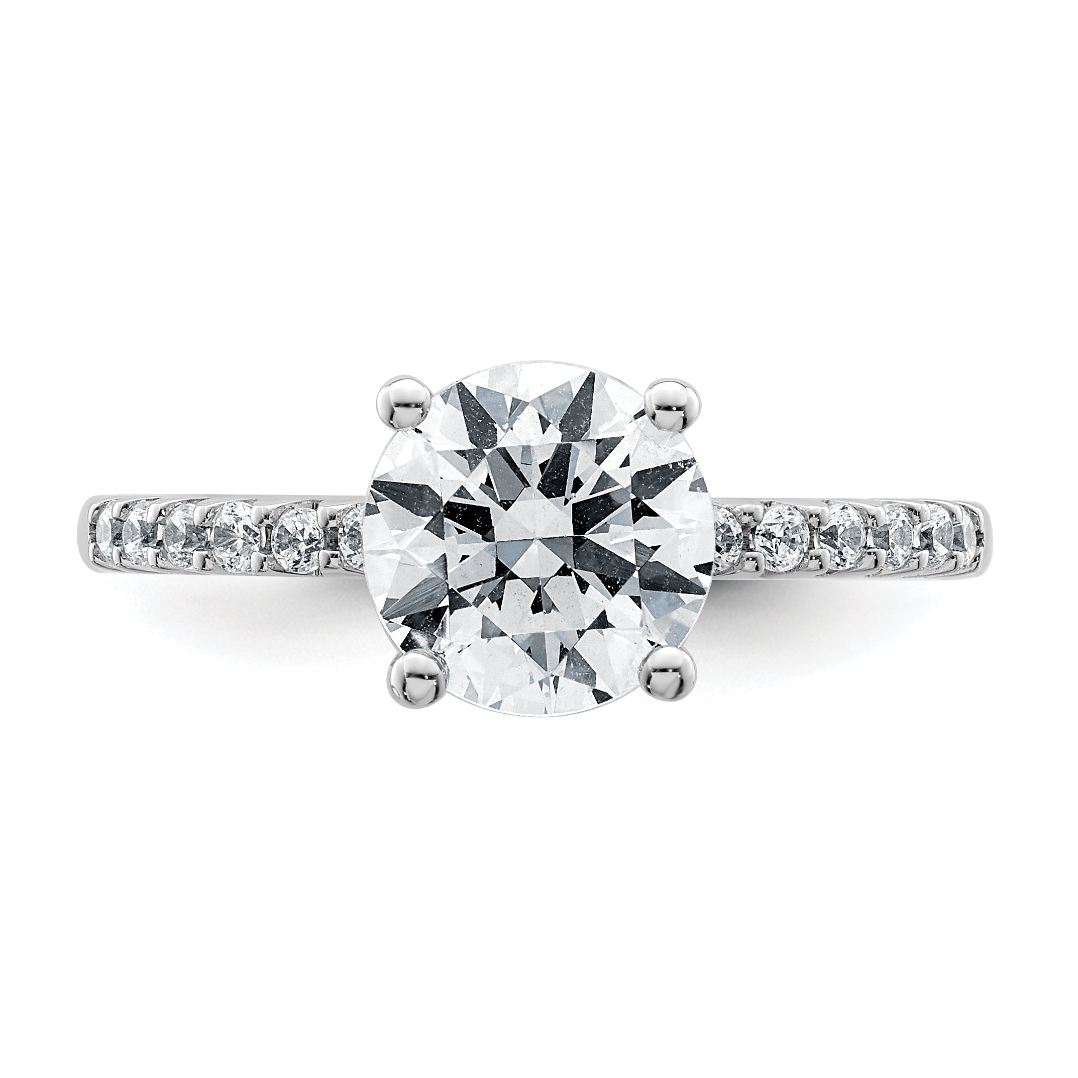 14k White Gold 2 1/4 carat Lab Grown Diamond VS+ F+ Round Complete Engagement Ring